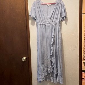 Maternity striped blue white dress